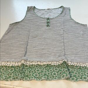 Hem & Thread Green and Gray Tank Top
